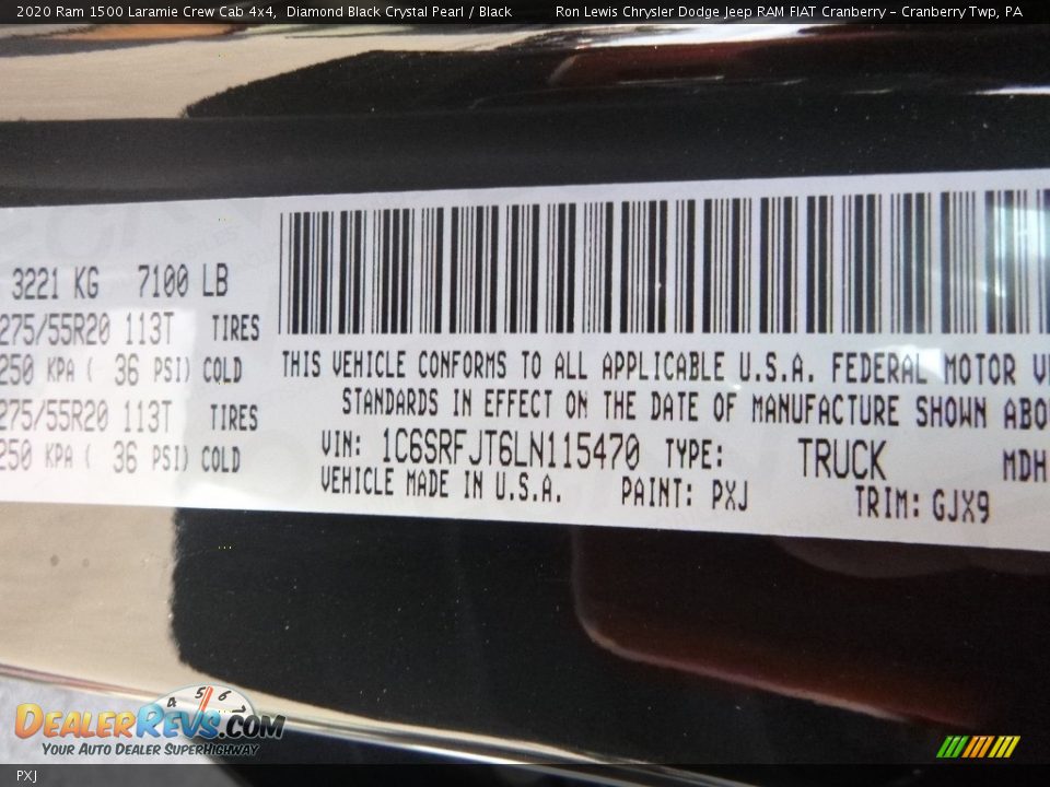 Ram Color Code PXJ Diamond Black Crystal Pearl