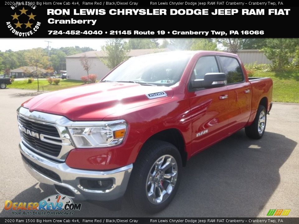 2020 Ram 1500 Big Horn Crew Cab 4x4 Flame Red / Black/Diesel Gray Photo #1