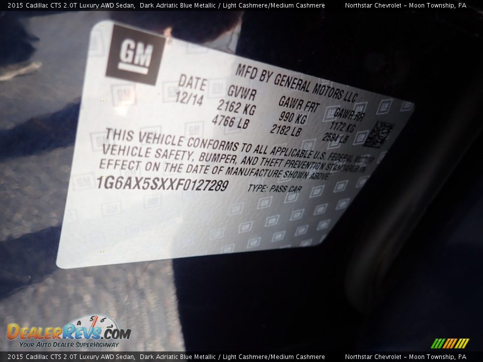 2015 Cadillac CTS 2.0T Luxury AWD Sedan Dark Adriatic Blue Metallic / Light Cashmere/Medium Cashmere Photo #28