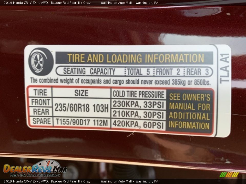 2019 Honda CR-V EX-L AWD Basque Red Pearl II / Gray Photo #8