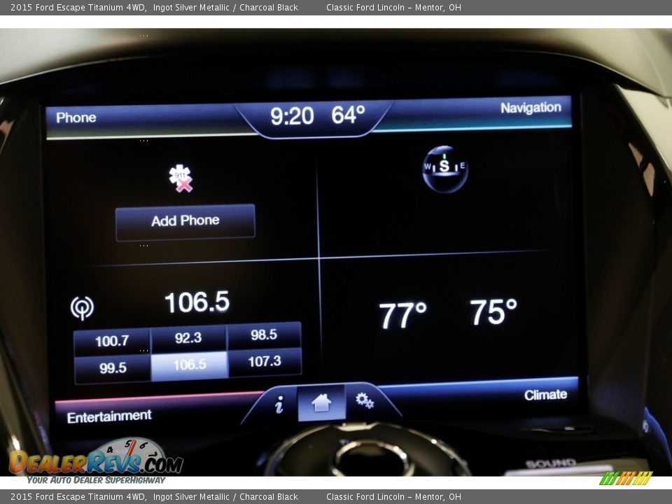 2015 Ford Escape Titanium 4WD Ingot Silver Metallic / Charcoal Black Photo #10