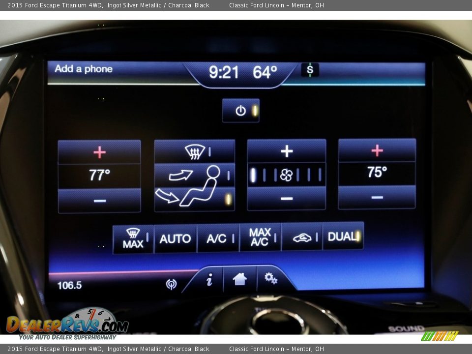 2015 Ford Escape Titanium 4WD Ingot Silver Metallic / Charcoal Black Photo #14