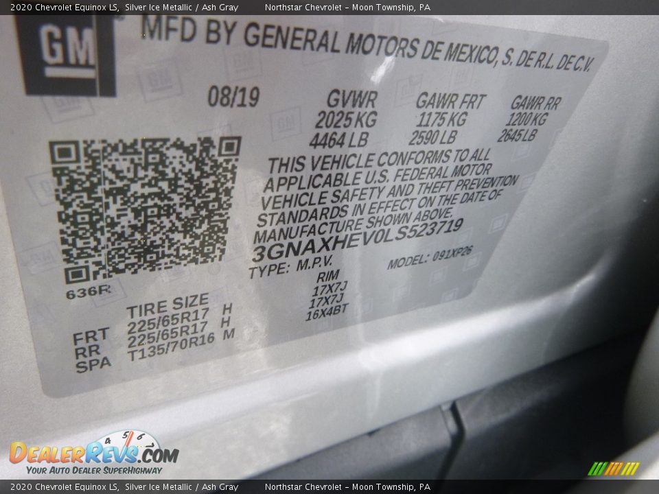 2020 Chevrolet Equinox LS Silver Ice Metallic / Ash Gray Photo #15