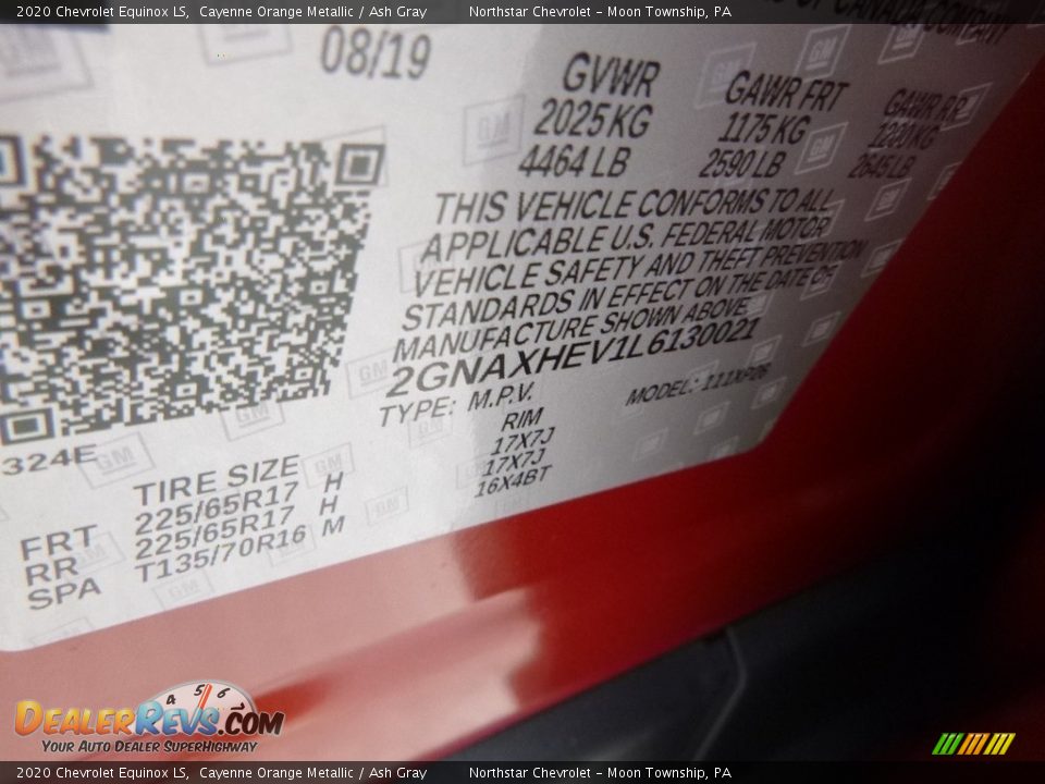 2020 Chevrolet Equinox LS Cayenne Orange Metallic / Ash Gray Photo #16