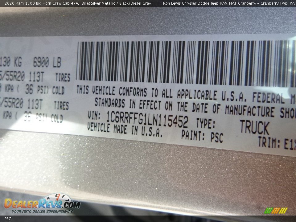Ram Color Code PSC Billet Silver Metallic