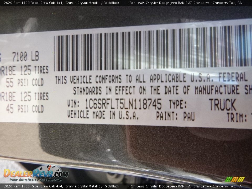 2020 Ram 1500 Rebel Crew Cab 4x4 Granite Crystal Metallic / Red/Black Photo #15