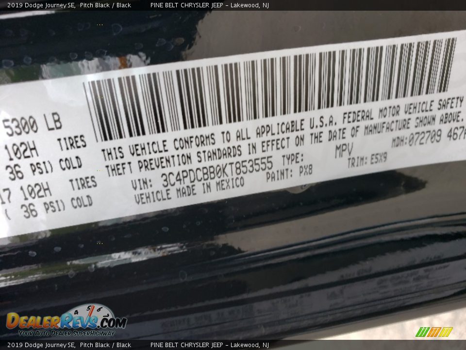 2019 Dodge Journey SE Pitch Black / Black Photo #9