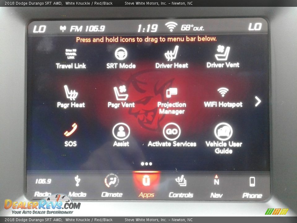 2018 Dodge Durango SRT AWD White Knuckle / Red/Black Photo #30