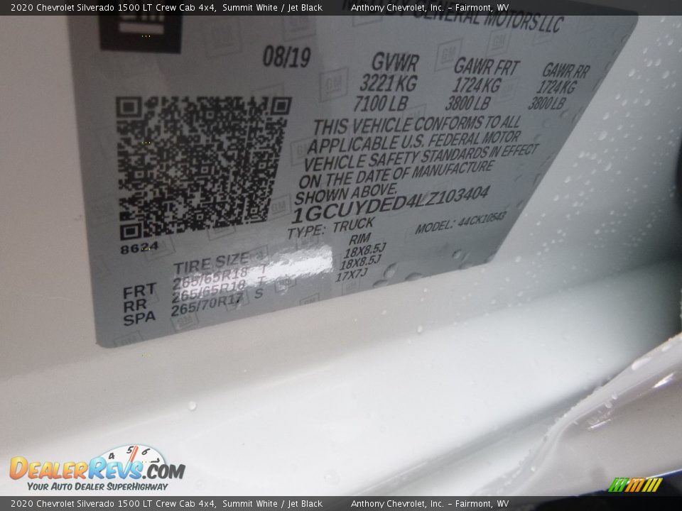 2020 Chevrolet Silverado 1500 LT Crew Cab 4x4 Summit White / Jet Black Photo #14