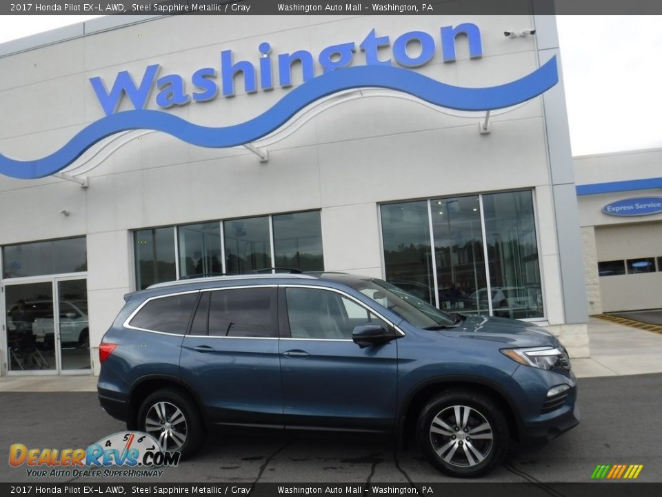 2017 Honda Pilot EX-L AWD Steel Sapphire Metallic / Gray Photo #2