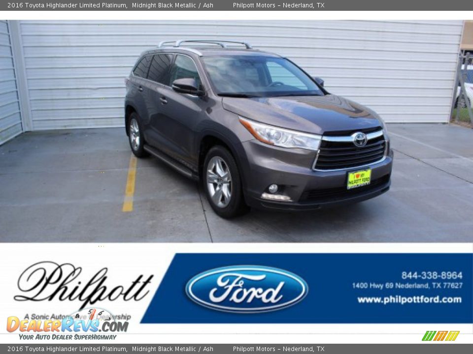 2016 Toyota Highlander Limited Platinum Midnight Black Metallic / Ash Photo #1