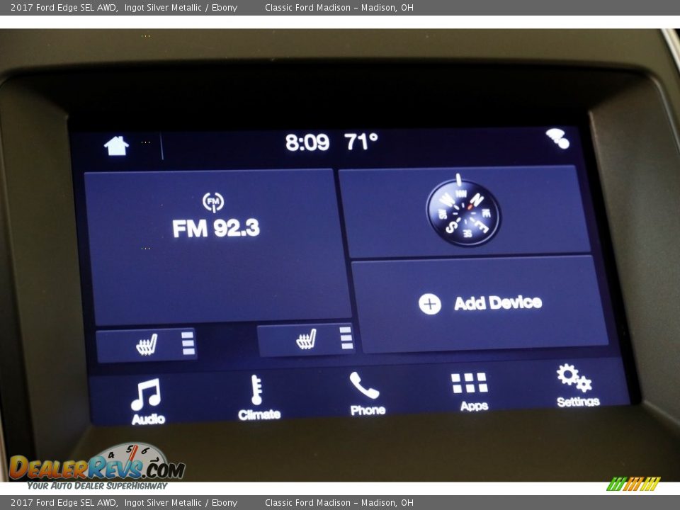 2017 Ford Edge SEL AWD Ingot Silver Metallic / Ebony Photo #10