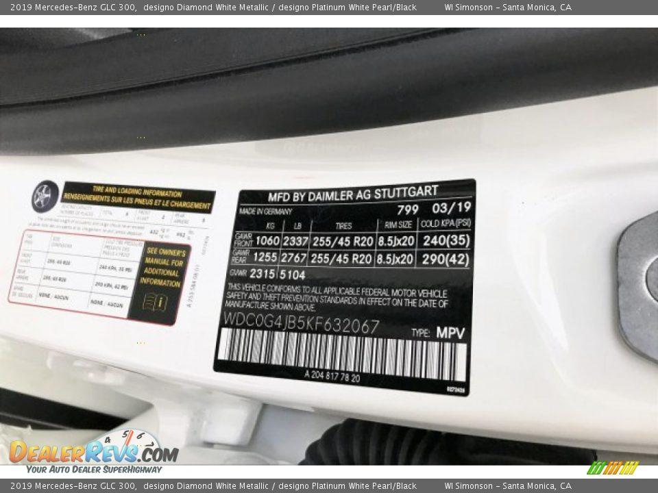 2019 Mercedes-Benz GLC 300 designo Diamond White Metallic / designo Platinum White Pearl/Black Photo #11