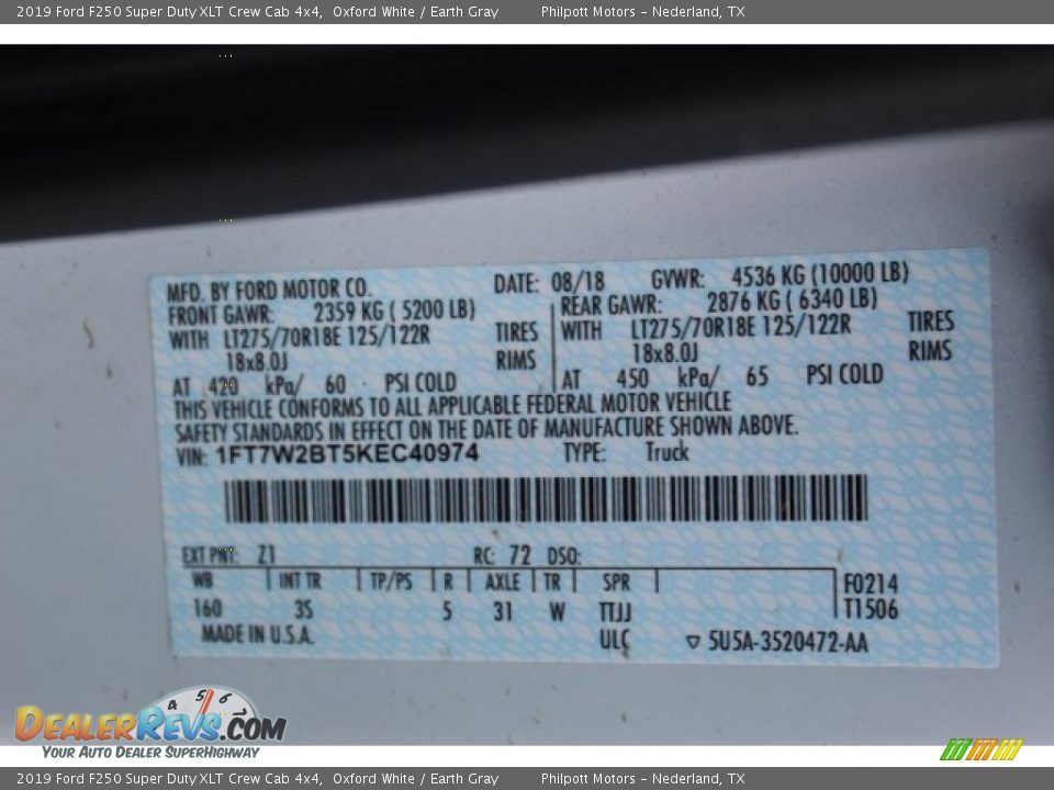 2019 Ford F250 Super Duty XLT Crew Cab 4x4 Oxford White / Earth Gray Photo #28