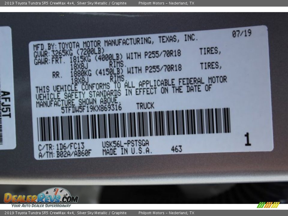 2019 Toyota Tundra SR5 CrewMax 4x4 Silver Sky Metallic / Graphite Photo #25