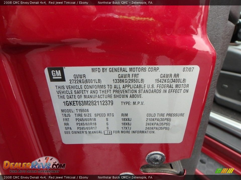 2008 GMC Envoy Denali 4x4 Red Jewel Tintcoat / Ebony Photo #16