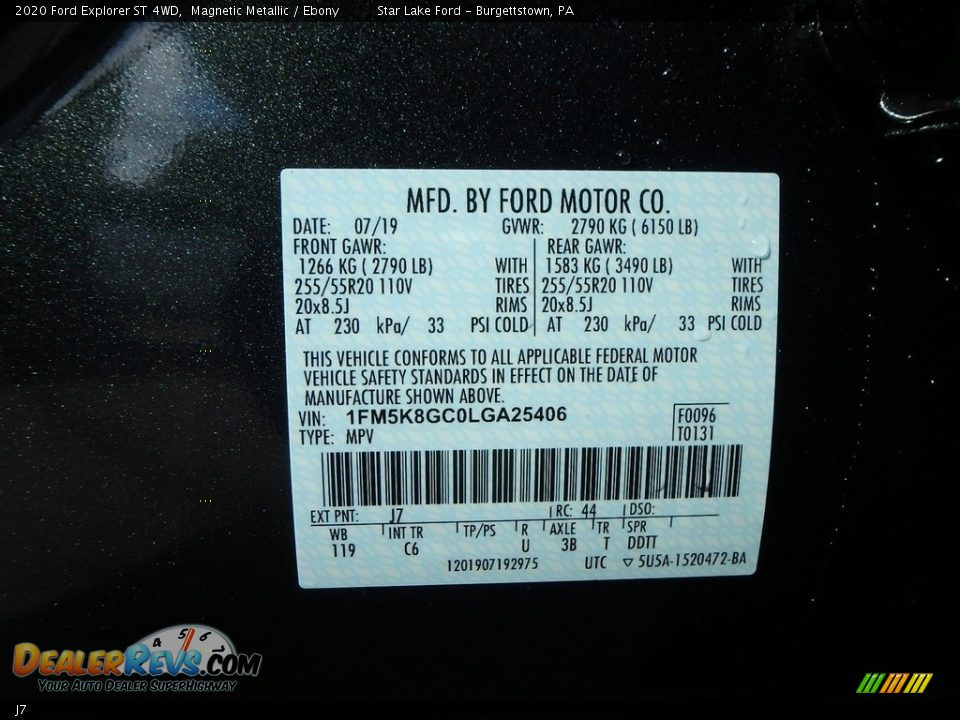 Ford Color Code J7 Magnetic Metallic