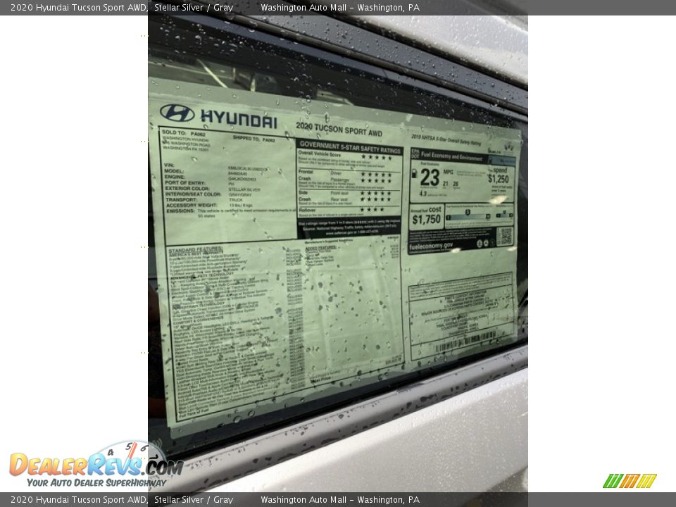2020 Hyundai Tucson Sport AWD Window Sticker Photo #16