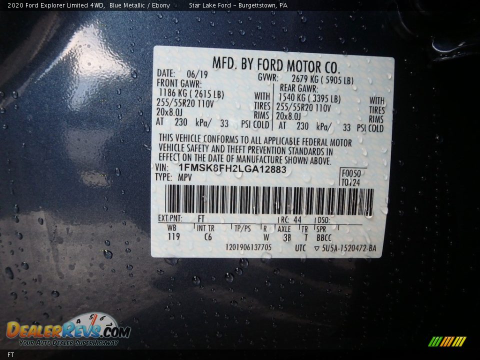 Ford Color Code FT Blue Metallic