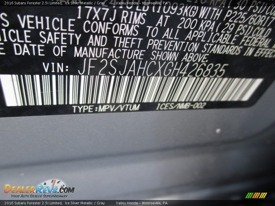 2016 Subaru Forester 2.5i Limited Ice Silver Metallic / Gray Photo #19