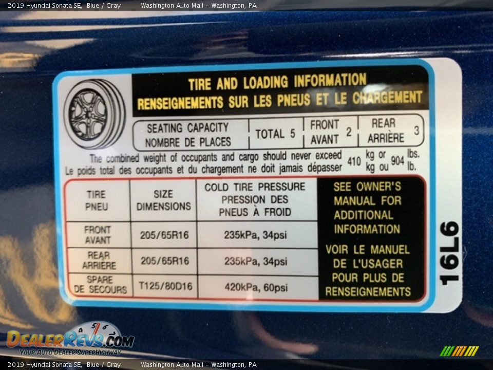 2019 Hyundai Sonata SE Blue / Gray Photo #9