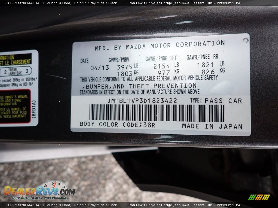 2013 Mazda MAZDA3 i Touring 4 Door Dolphin Gray Mica / Black Photo #15