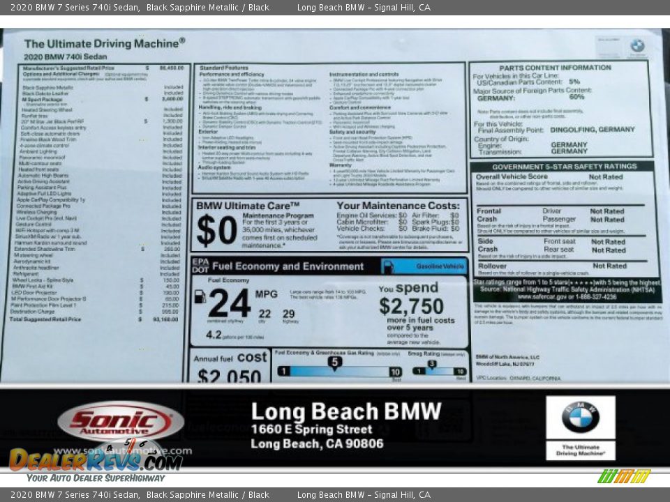 2020 BMW 7 Series 740i Sedan Black Sapphire Metallic / Black Photo #10