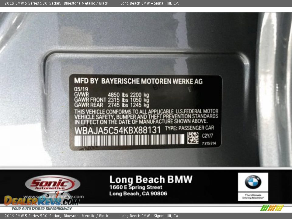 2019 BMW 5 Series 530i Sedan Bluestone Metallic / Black Photo #11