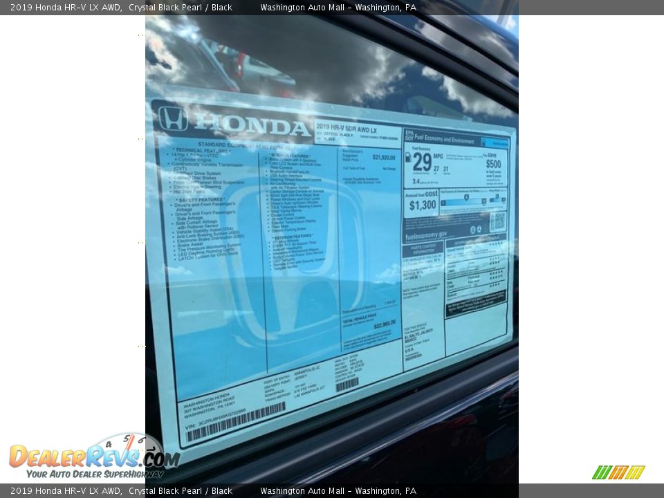 2019 Honda HR-V LX AWD Crystal Black Pearl / Black Photo #15