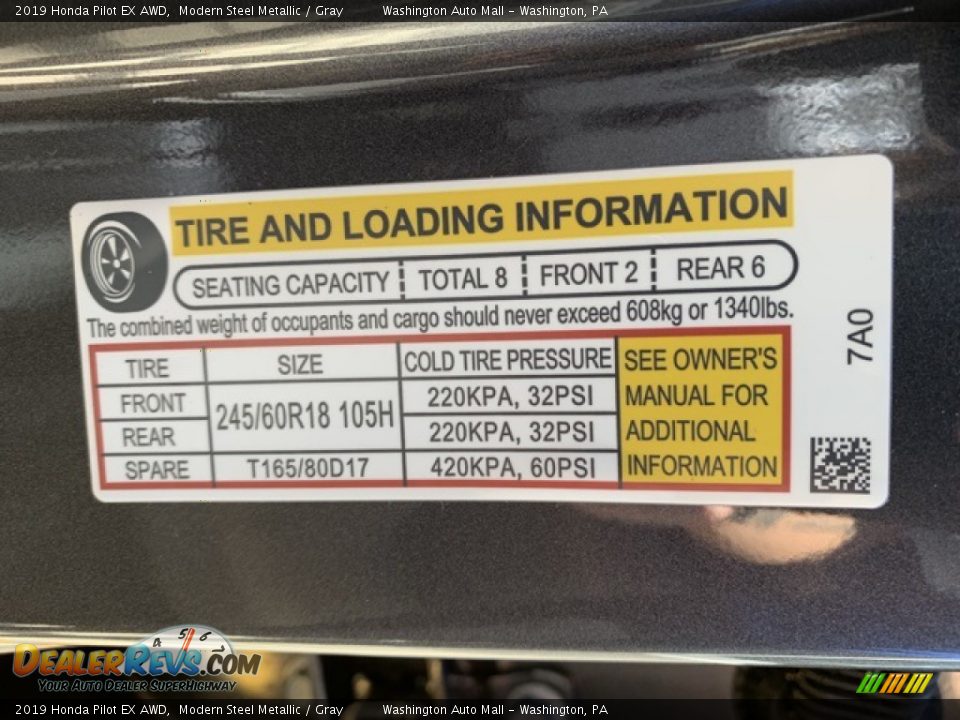2019 Honda Pilot EX AWD Modern Steel Metallic / Gray Photo #8