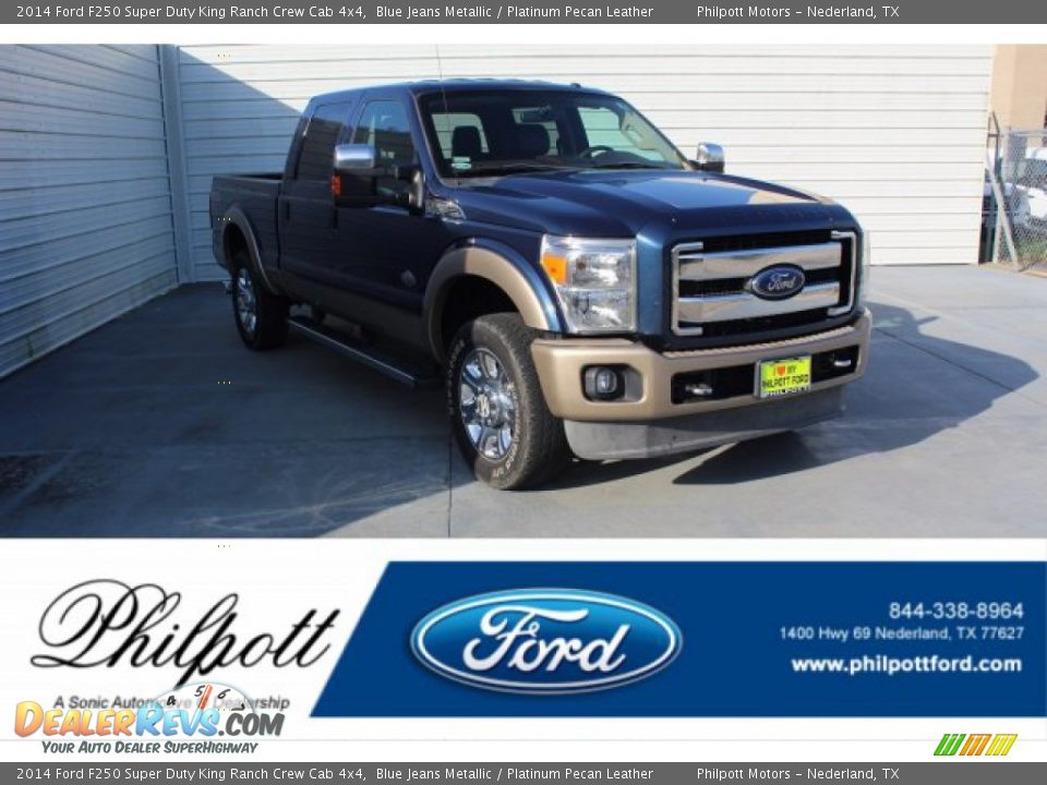 2014 Ford F250 Super Duty King Ranch Crew Cab 4x4 Blue Jeans Metallic / Platinum Pecan Leather Photo #1