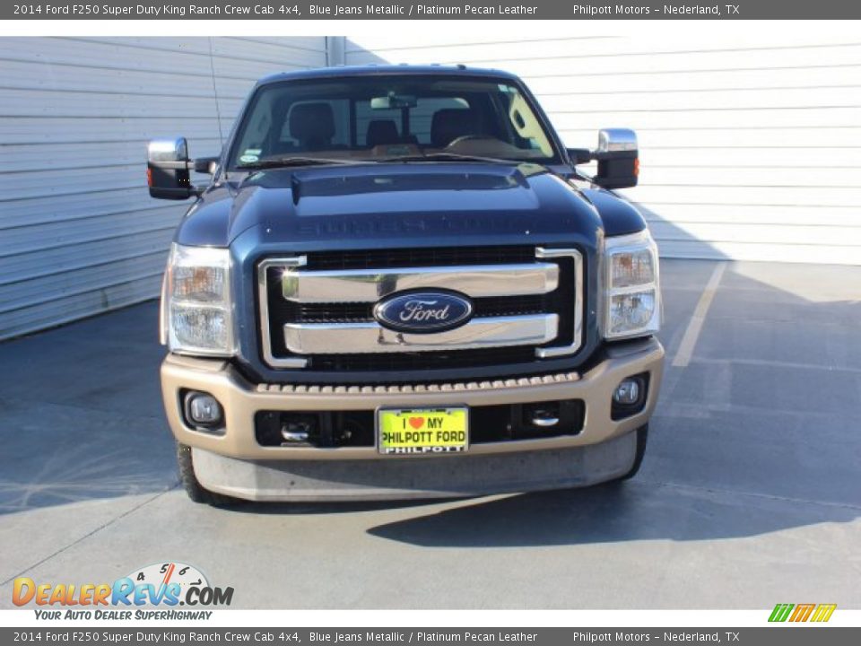 2014 Ford F250 Super Duty King Ranch Crew Cab 4x4 Blue Jeans Metallic / Platinum Pecan Leather Photo #3