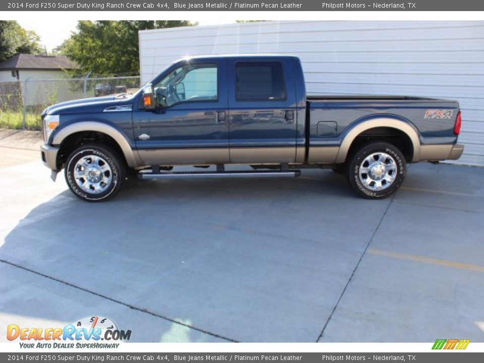 2014 Ford F250 Super Duty King Ranch Crew Cab 4x4 Blue Jeans Metallic / Platinum Pecan Leather Photo #6
