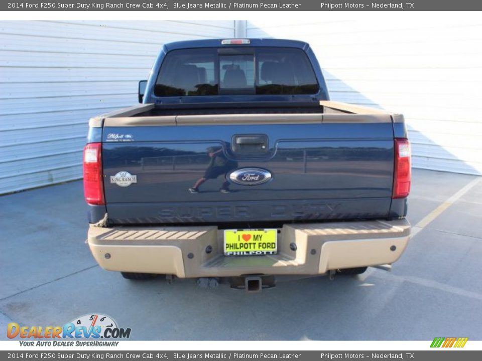 2014 Ford F250 Super Duty King Ranch Crew Cab 4x4 Blue Jeans Metallic / Platinum Pecan Leather Photo #8