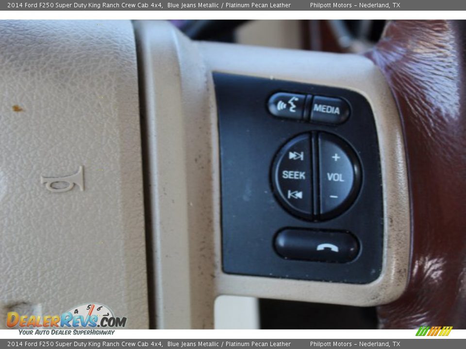 2014 Ford F250 Super Duty King Ranch Crew Cab 4x4 Blue Jeans Metallic / Platinum Pecan Leather Photo #14