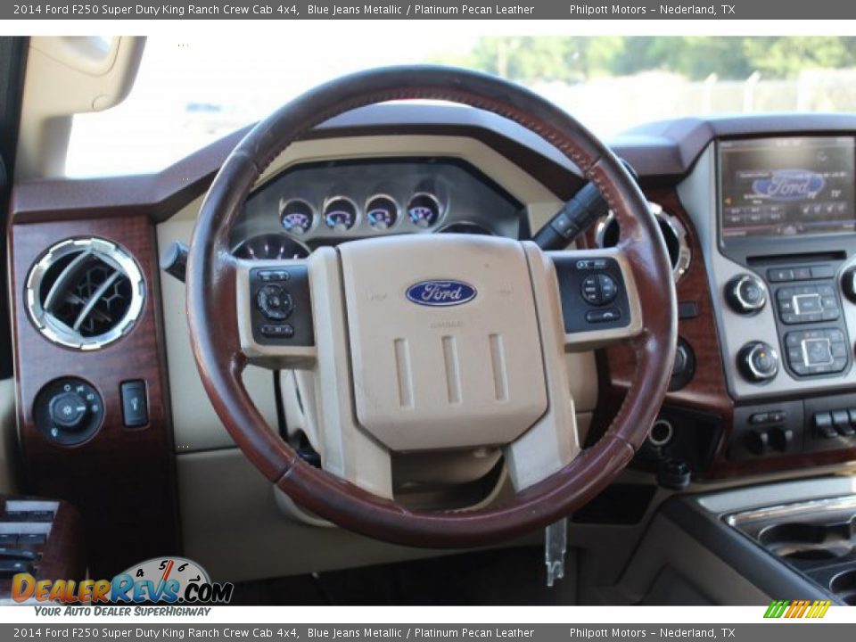2014 Ford F250 Super Duty King Ranch Crew Cab 4x4 Blue Jeans Metallic / Platinum Pecan Leather Photo #23