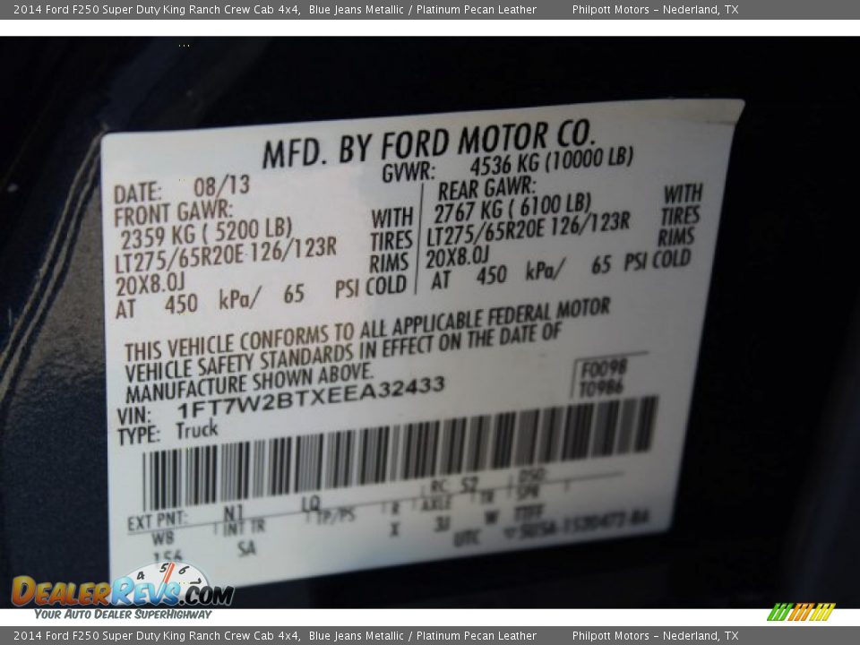 2014 Ford F250 Super Duty King Ranch Crew Cab 4x4 Blue Jeans Metallic / Platinum Pecan Leather Photo #30