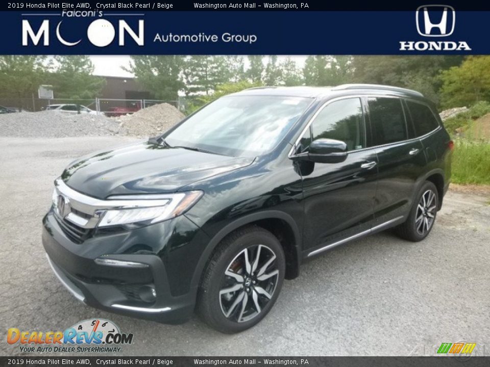 2019 Honda Pilot Elite AWD Crystal Black Pearl / Beige Photo #1