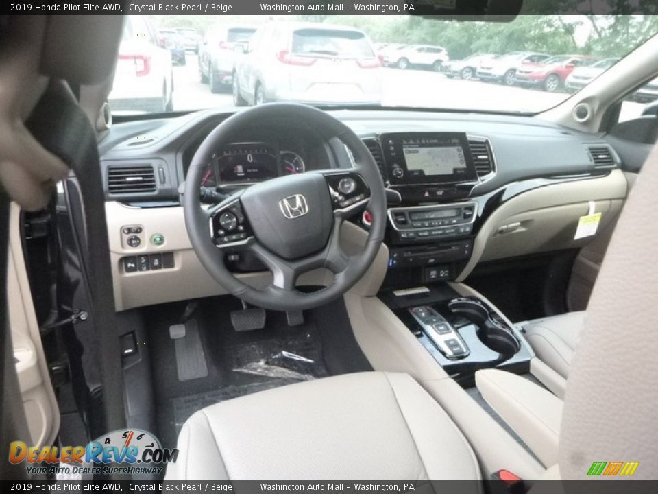 2019 Honda Pilot Elite AWD Crystal Black Pearl / Beige Photo #10