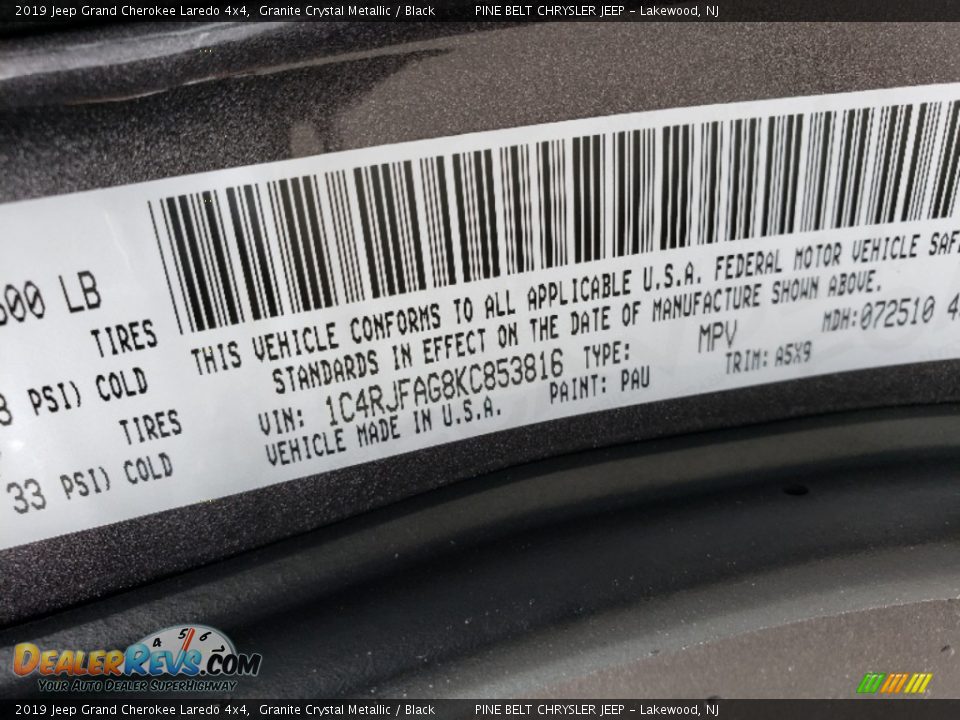 2019 Jeep Grand Cherokee Laredo 4x4 Granite Crystal Metallic / Black Photo #9