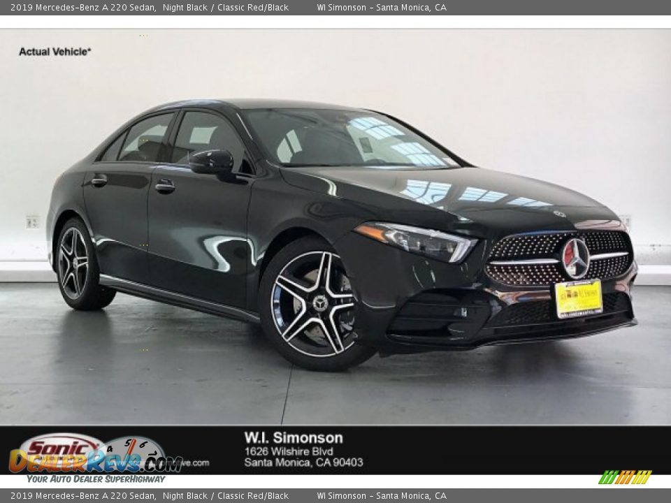 2019 Mercedes-Benz A 220 Sedan Night Black / Classic Red/Black Photo #1