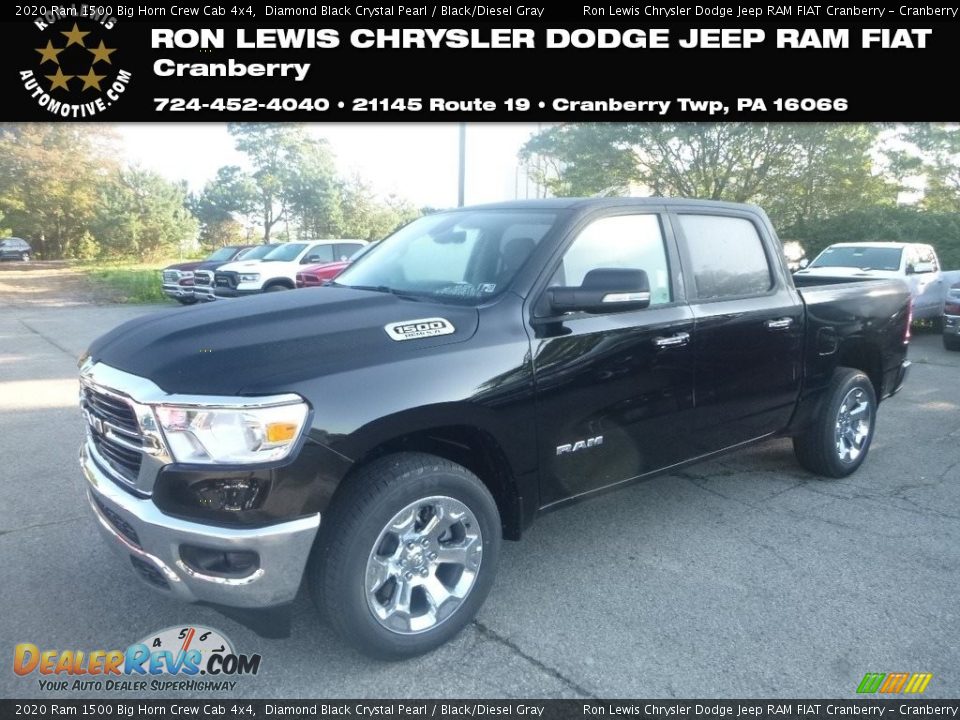 2020 Ram 1500 Big Horn Crew Cab 4x4 Diamond Black Crystal Pearl / Black/Diesel Gray Photo #1