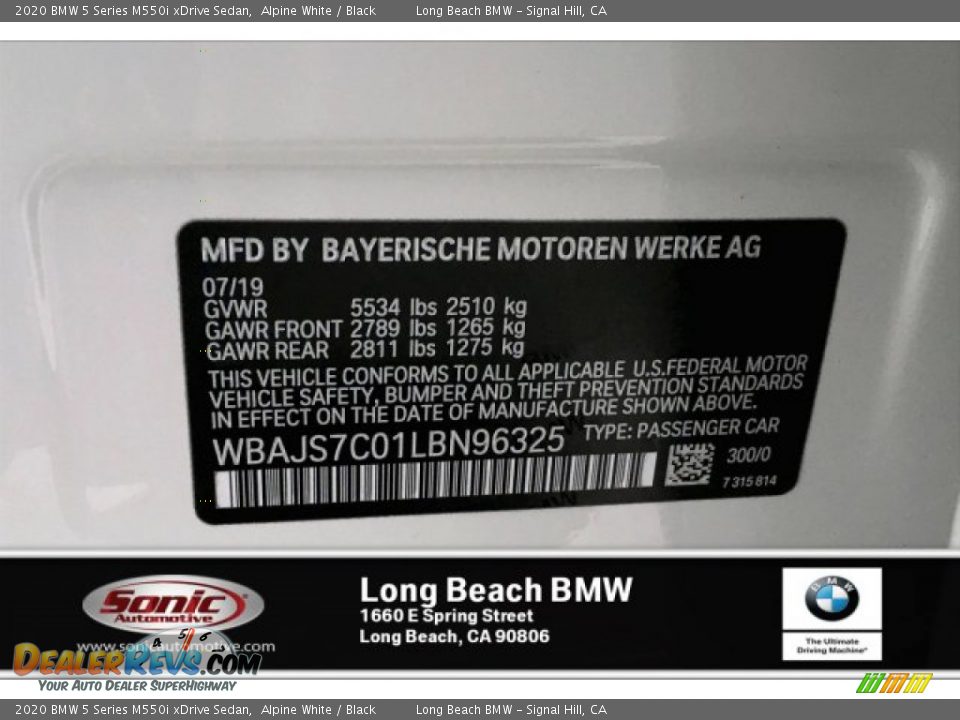 2020 BMW 5 Series M550i xDrive Sedan Alpine White / Black Photo #11