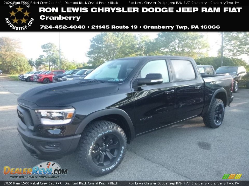 2020 Ram 1500 Rebel Crew Cab 4x4 Diamond Black Crystal Pearl / Black Photo #1