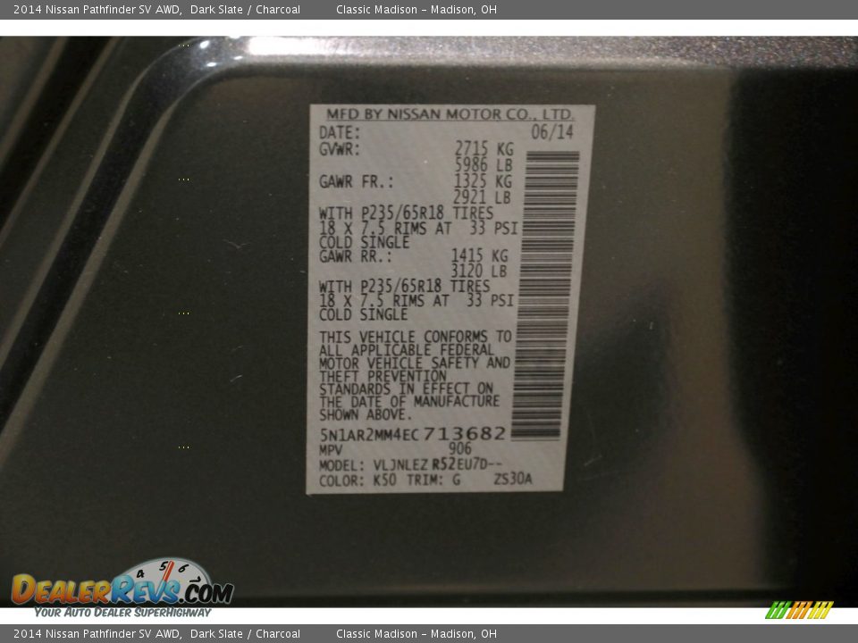 2014 Nissan Pathfinder SV AWD Dark Slate / Charcoal Photo #23