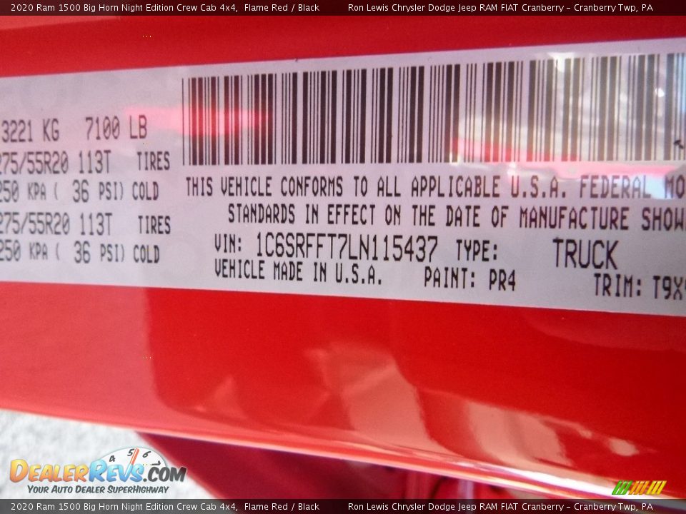 2020 Ram 1500 Big Horn Night Edition Crew Cab 4x4 Flame Red / Black Photo #15