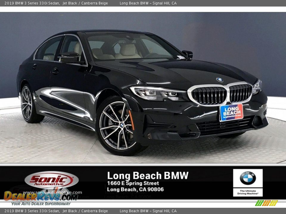 2019 BMW 3 Series 330i Sedan Jet Black / Canberra Beige Photo #1