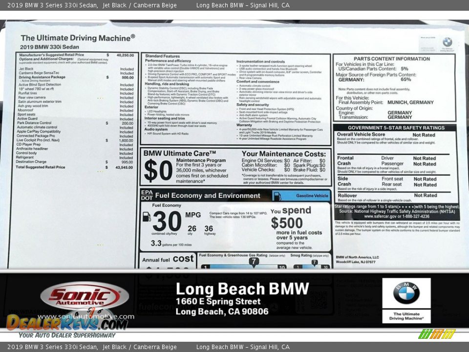 2019 BMW 3 Series 330i Sedan Jet Black / Canberra Beige Photo #10