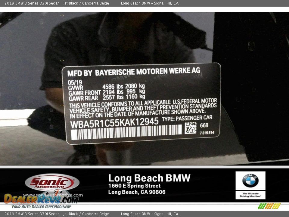2019 BMW 3 Series 330i Sedan Jet Black / Canberra Beige Photo #11