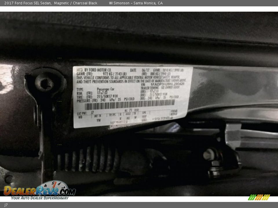 Ford Color Code J7 Magnetic